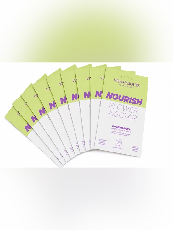 Vitamasques Other - Vitamasques Nourish Flower Nectar Biodegradable Sheet Masks – Lot of 10 NEW
